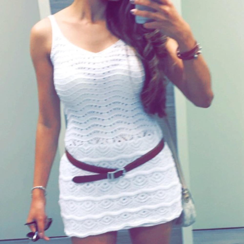 Mini White Crochet Dress